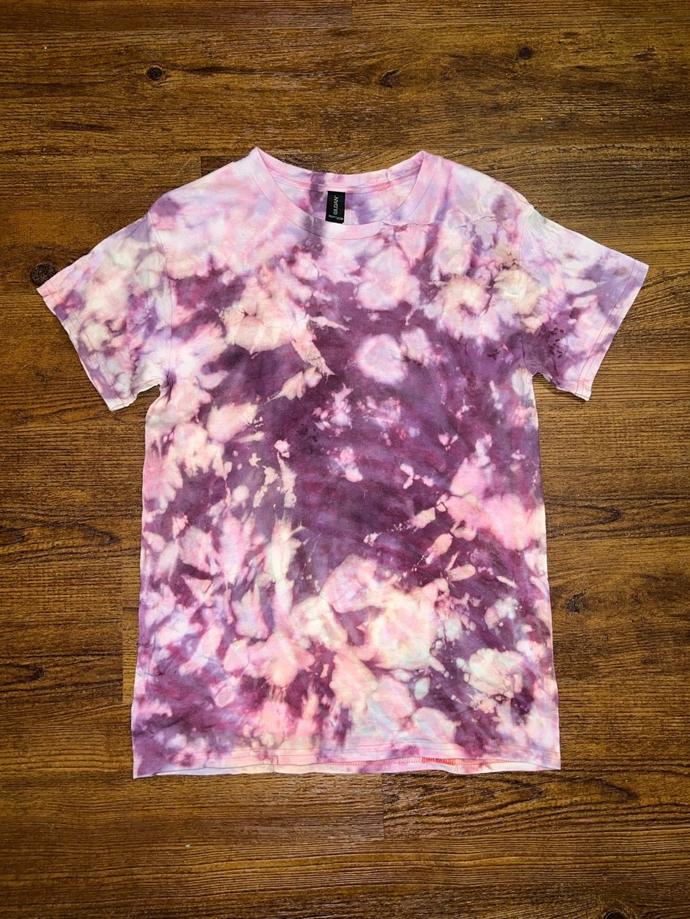 Gildan Purple Pink Handmade Tie Dye Cloud Tee T-Shirt Casual Streetwear Size S